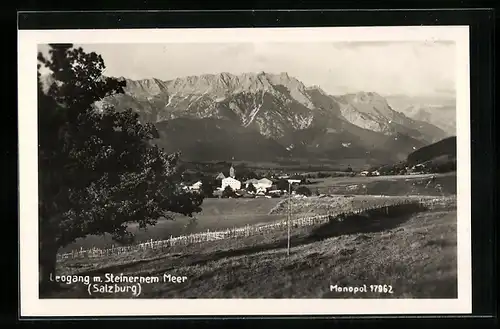 AK Leogang, Ortsansicht mit Steinernem Meer