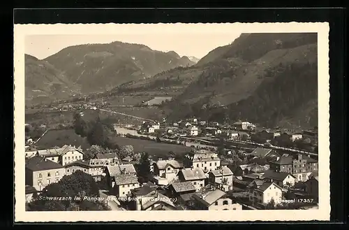 AK Schwarzach im Pongau, Bahnhofviertel aus der Vogelschau