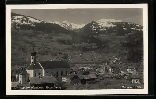 AK Schruns im Montafon, Ortsansicht aus der Vogelschau
