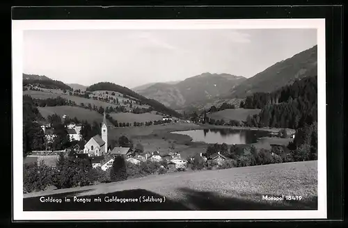 AK Goldegg im Pongau, Ortspartie mit Kirche und Goldeggersee