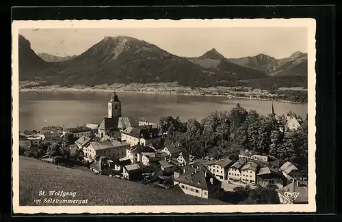 AK St. Wolfgang im Salzkammergut, Teilansicht mit Kirche