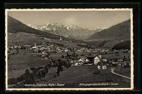 AK Telfs i. Stubai, Gesamtansicht mit Blick auf Medratz und Fulpmes