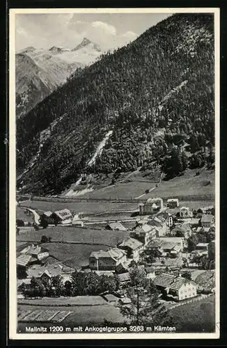 AK Mallnitz, Ortsansicht mit Ankogelgruppe bei Tag