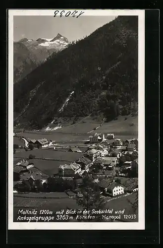 AK Mallnitz, Ortsansicht mit Blick in Seebachtal und Ankogelgruppe