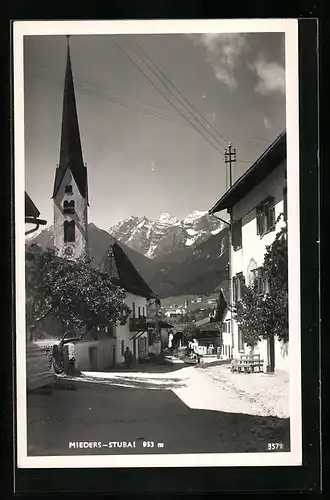 AK Mieders-Stubai, Ortsansicht mit Kirche