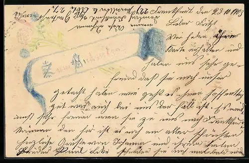 Papierkunst-AK Zum Andenken, Blumen