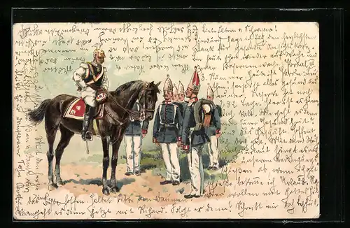 AK 1. Garde-Regt. in Uniformen mit Pferd