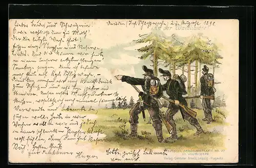 AK Soldaten der Infanterie mit Gewehren an der Waldlisière