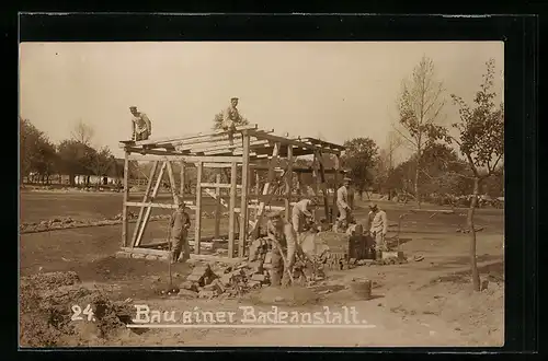 AK Pioniere beim Bau einer Badeanstalt