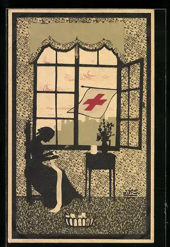 AK Schwester des Roten Kreuzes wickelt einen Verband auf