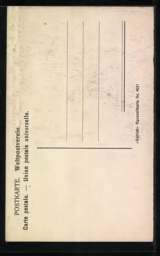 Künstler-AK Handgemalt: Abendstimmung im Walde