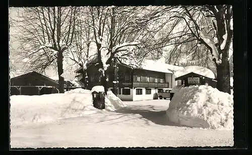 AK Enterrottach, Pension Almhof im Schnee