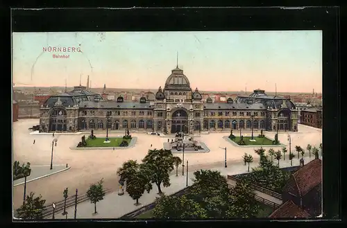 AK Nürnberg, Blick zum Bahnhof