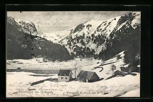 AK Riedweiher am Hohneck, Gasthaus M. Frech im Schnee