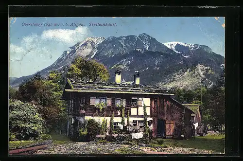 AK Oberstdorf, Blick zum Gasthaus Trettachhäusl