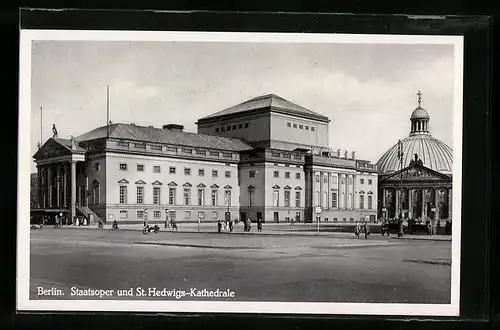 AK Berlin, Staatsoper und St. Hedwig-Kathedrale