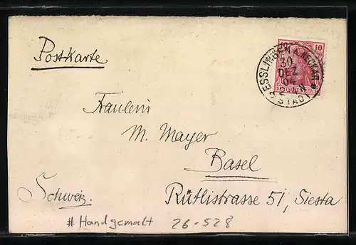 Künstler-AK Handgemalt: Ortsansicht einer Stadt bei Tag