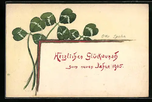 Künstler-AK Handgemalt: Dreiblättrige Kleeblätter