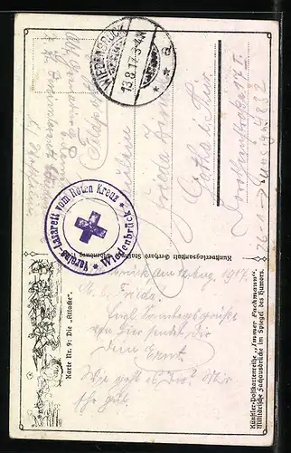 Künstler-AK Arthur Thiele unsign.: Die Attacke, Soldat in Uniform kniet vor einer jungen Dame