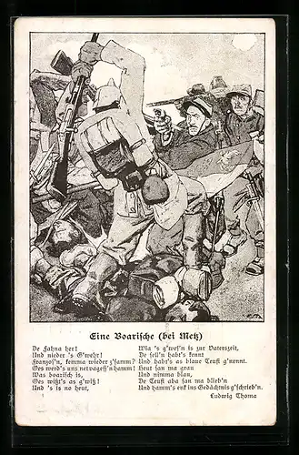 Künstler-AK Metz, Soldaten in Uniform in der Schlacht