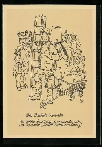 Künstler-AK Buchele-Sammler wird von Passanten bestaunt