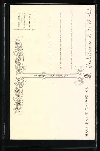 AK Papst Pius XI. verfasst einen Brief an seinem Schreibtisch