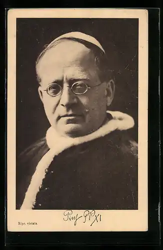 AK Portrait von Papst Pius XI. mit Brille