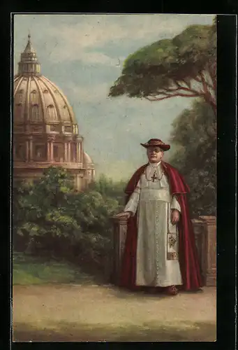 AK Papst Pius XI. in den Vatikanischen Gärten