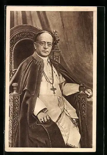 AK Portrait von Papst Pius XI. in weissem Talar