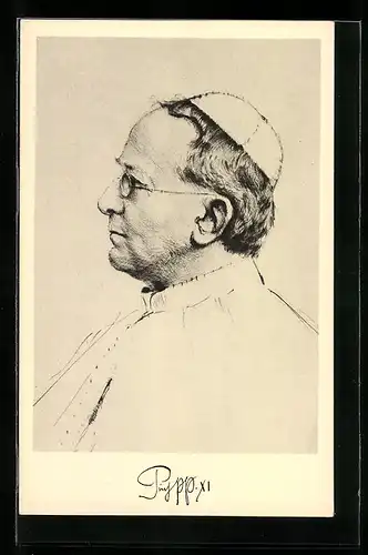 AK Papst Pius XI., Porträt im Profil