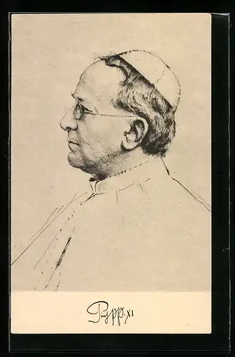 AK Portrait von Papst Pius XI. im Profil