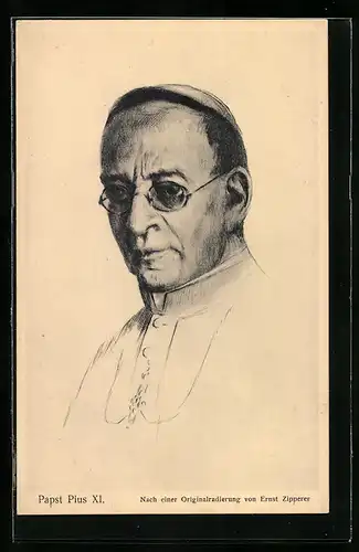 Künstler-AK Porträt Papst Pius XI.