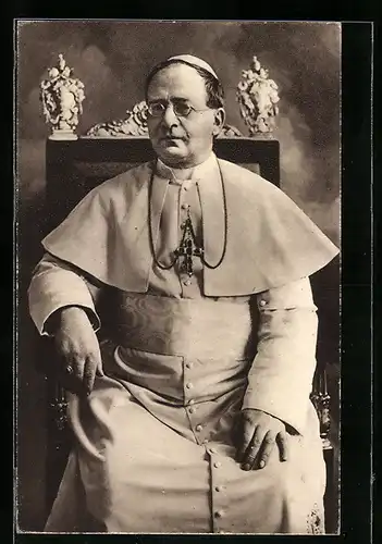 AK Portrait von Papst Pius XI. mit Kreuzkette