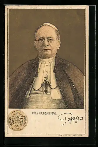Künstler-AK Portrait von Papst Pius XI.