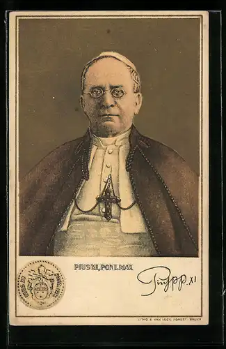 Künstler-AK Portrait von Papst Pius XI.