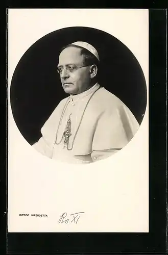AK Portrait von Papst Pius XI. mit Kreuzkette
