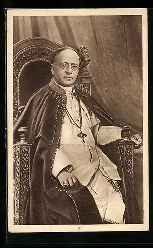 AK Portrait von Papst Pius XI. in weissem Talar
