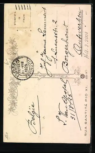 AK Portrait von Papst Pius XI. in weissem Talar