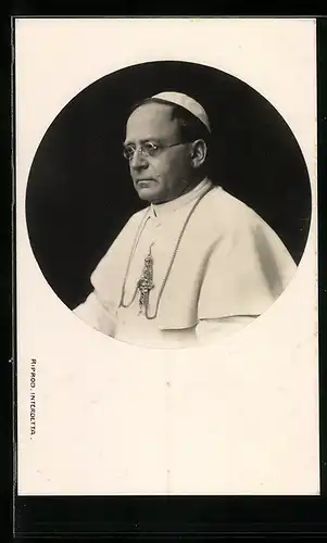 AK Portrait von Papst Pius XI. mit Kreuzkette