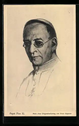 Künstler-AK Porträt Papst Pius XI.