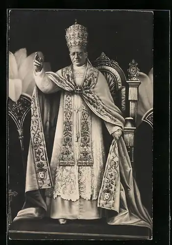 AK Portrait von Papst Pius XI. mit segnender Hand