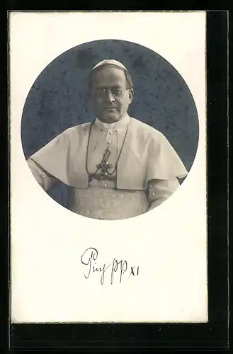 AK Portrait von Papst Pius XI. mit Kreuzkette