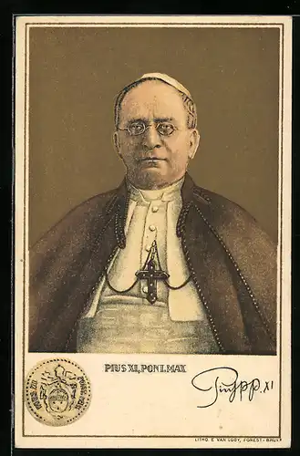 Künstler-AK Portrait von Papst Pius XI.