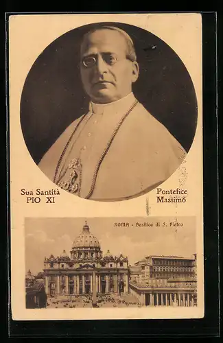 AK Roma, Basilica di S. Pietro, Papst Pius XI.