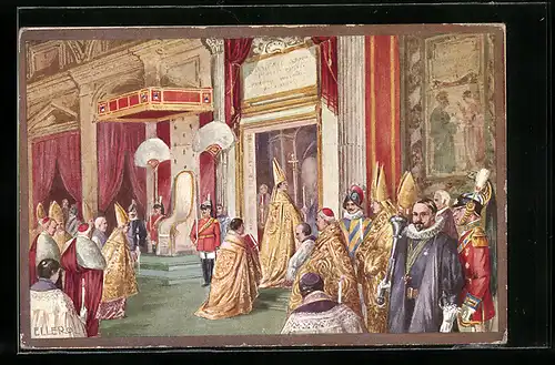 Künstler-AK Unser heiliger Vater, Papst Pius XI. beginnt das 23te Jubiläumsjahr