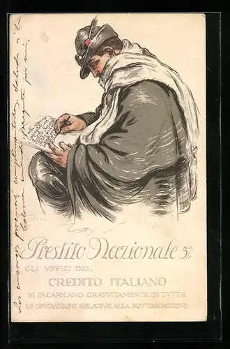 Künstler-AK sign. Aldo Mazza: Kriegsanleihe, Prestito Nazionale 5% gli Uffici del Credito Italiano