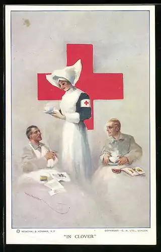 AK Schwester des Roten Kreuz versorgt Kranke am Bett