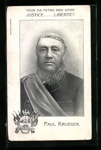 AK Portrait Paul Krueger, Pour ma patrie bien aimée Justice ... Liberté!!, Burenkrieg