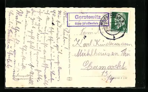 AK Landpoststempel Gerstewitz über Weissenfels