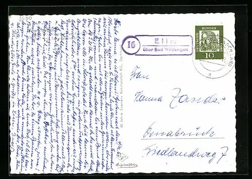 AK Landpoststempel Elim über Bad Wildungen